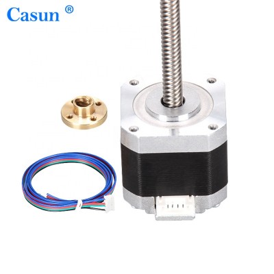 Casun linear actuator lead screw 12V nema 17 stepper motor 42mm 42BYGH 17HS 300mm Tr8*8 with nut stepping motor