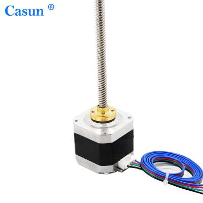 Casun linear actuator 200mm Tr8*2 lead screw 12V nema 17 stepper motor 42mm 42BYGH 17HS  stepping motor